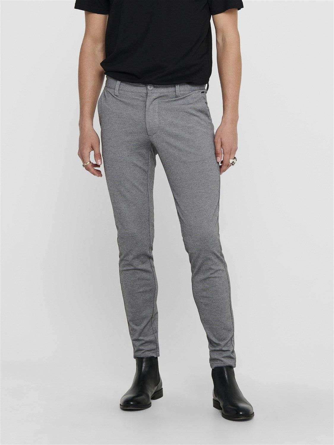 PANTALONI SLIM CHINO "MARK" - Col. Grigio sfumato