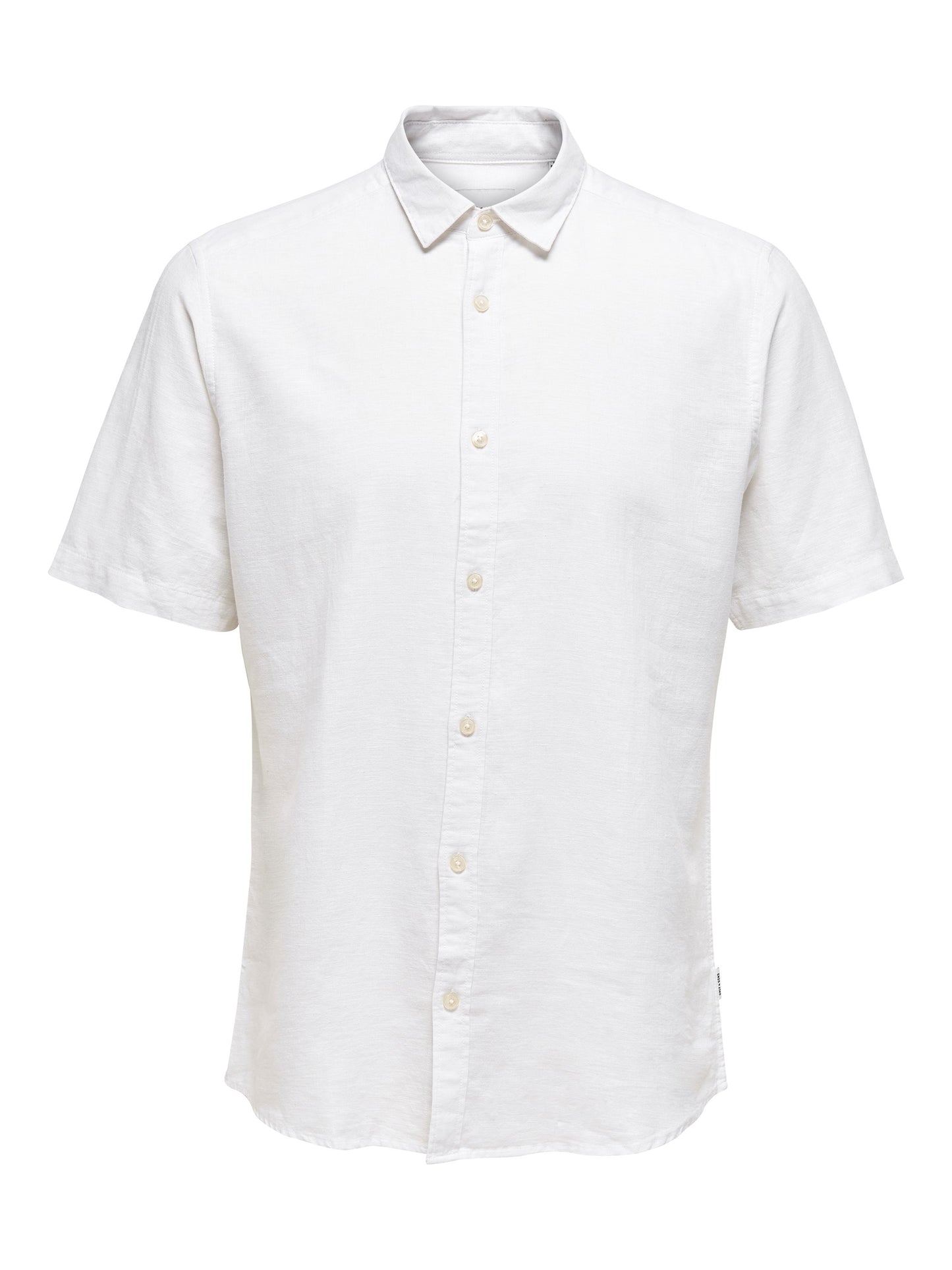 CAMICIA MANICHE CORTE IN MISTO LINO - col. Bianco