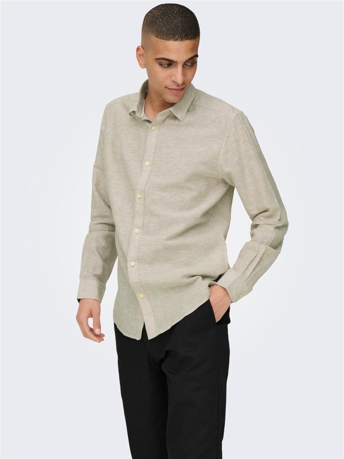 CAMICIA IN MISTO LINO - col. Chinchilla