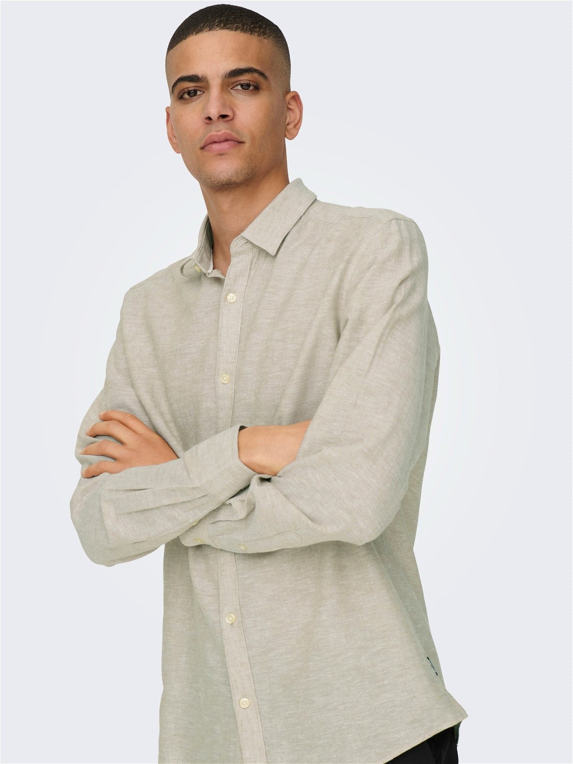 CAMICIA IN MISTO LINO - col. Chinchilla