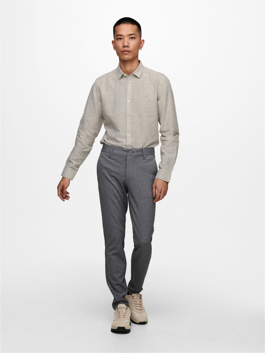 CAMICIA IN MISTO LINO - col. Chinchilla