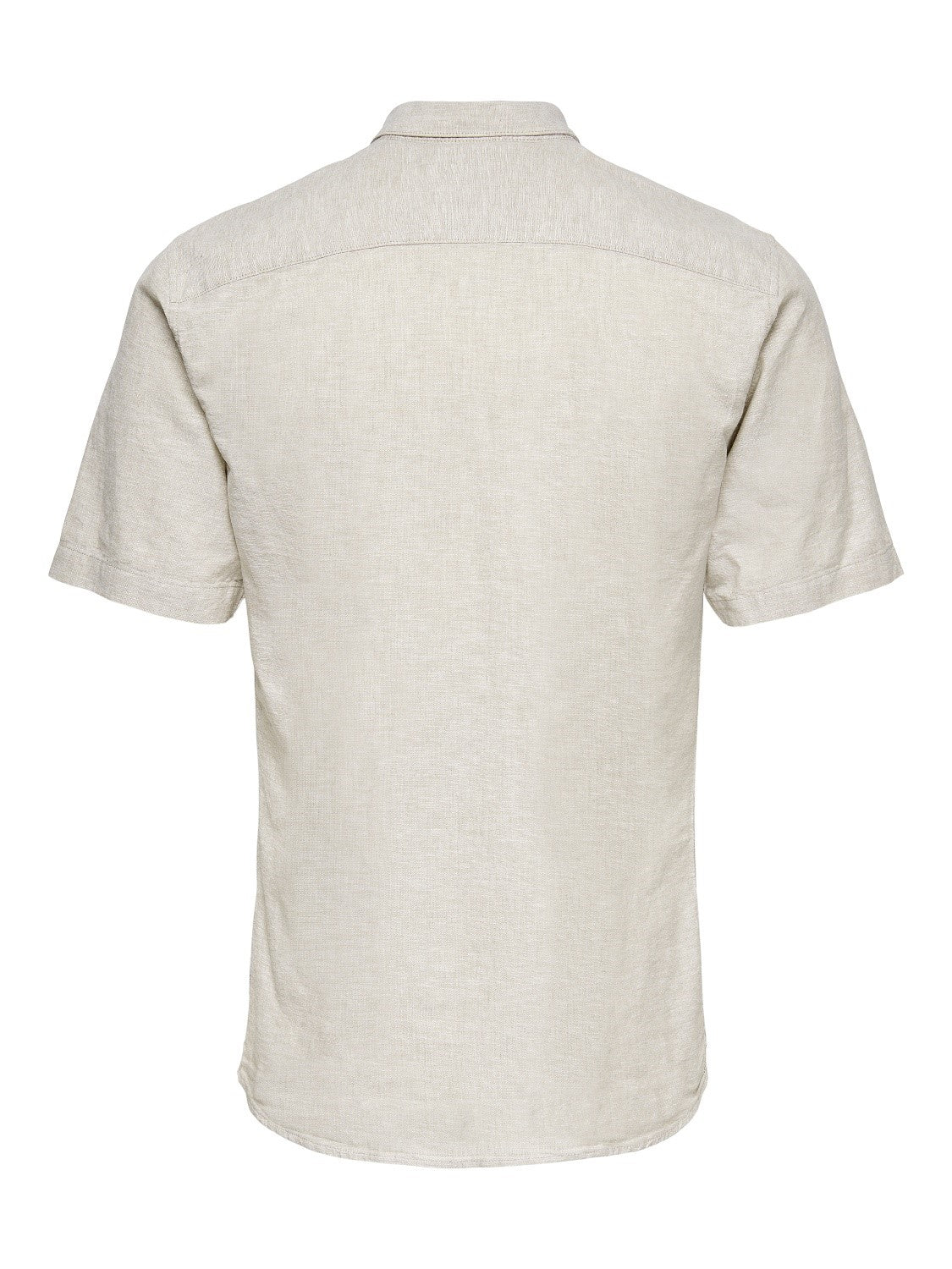 CAMICIA MANICHE CORTE IN MISTO LINO - col. Beige