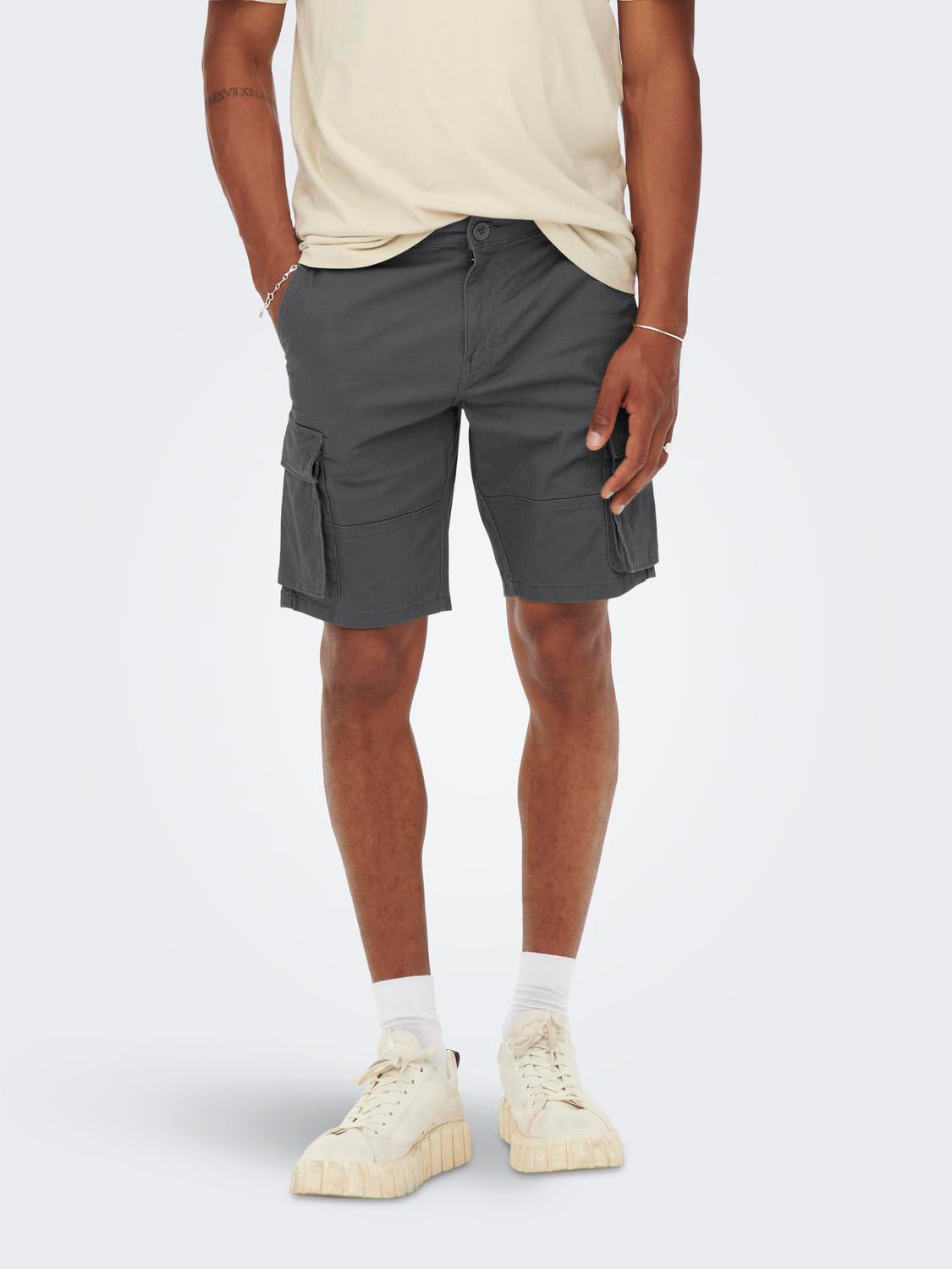 ONLY & SONS CARGO SHORTS - Grigio scuro