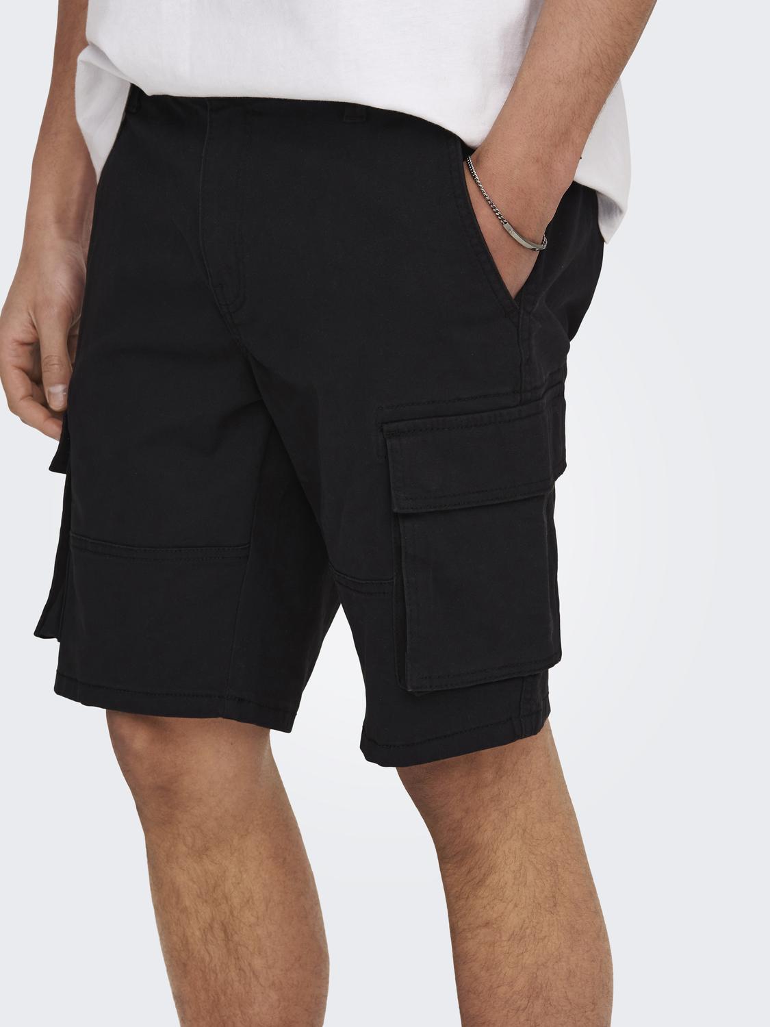 ONLY & SONS CARGO SHORTS - Col. nero