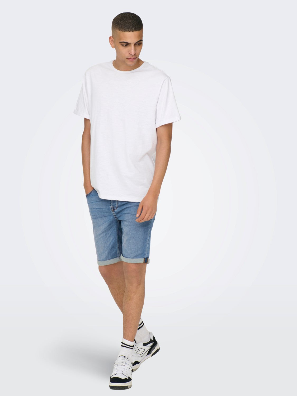 BERMUDA IN JEANS BASIC - BLUE DENIM