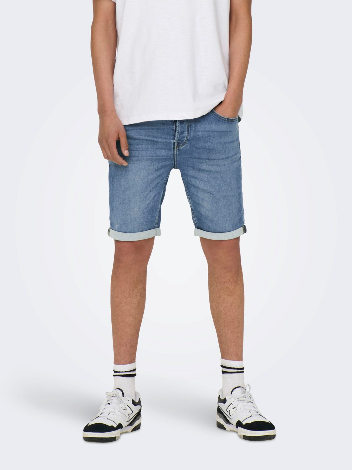 BERMUDA IN JEANS BASIC - BLUE DENIM