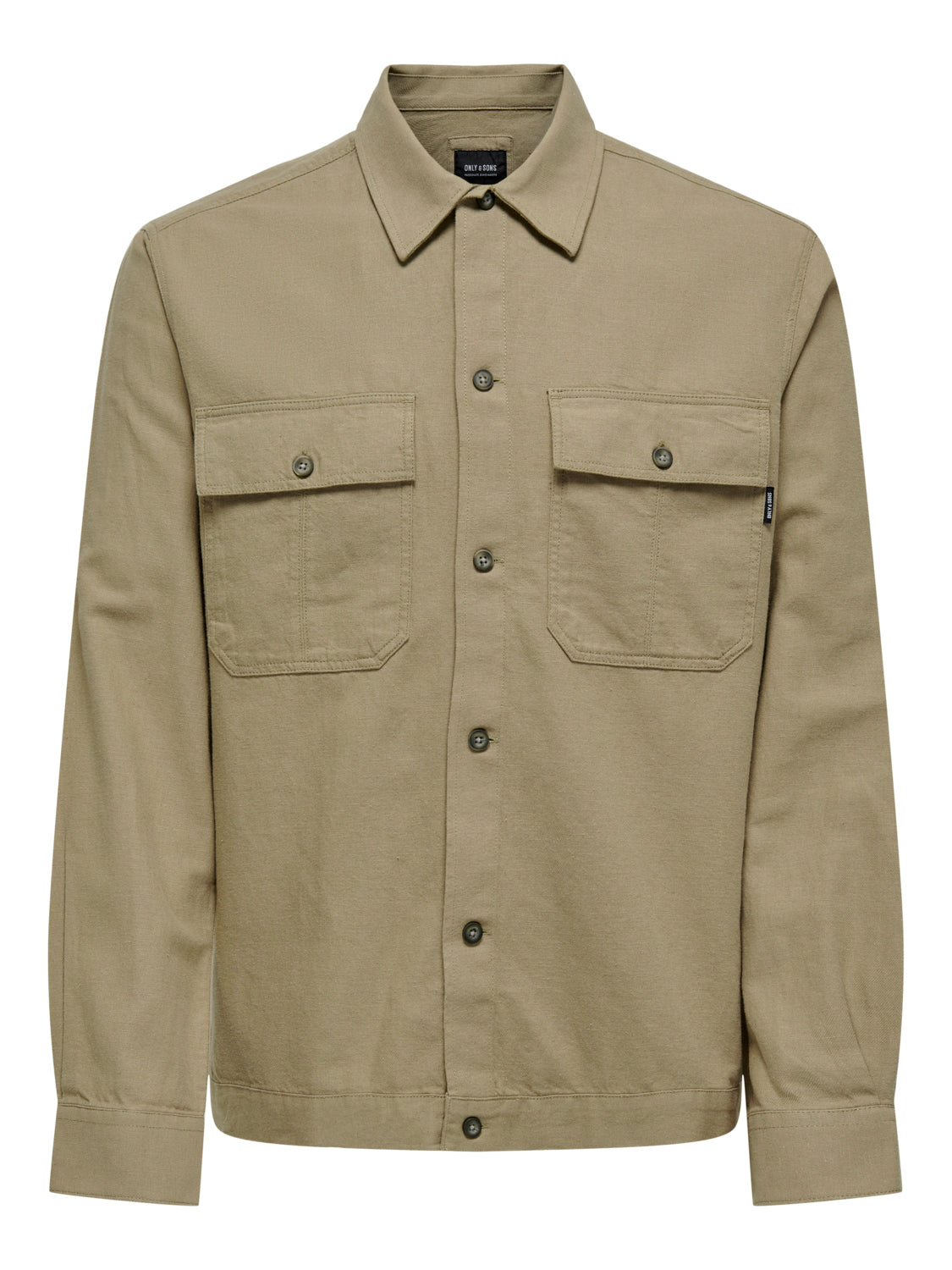 ONLY & SONS CAMICIA IN MISTO LINO CON TASCHE - Col. Beige