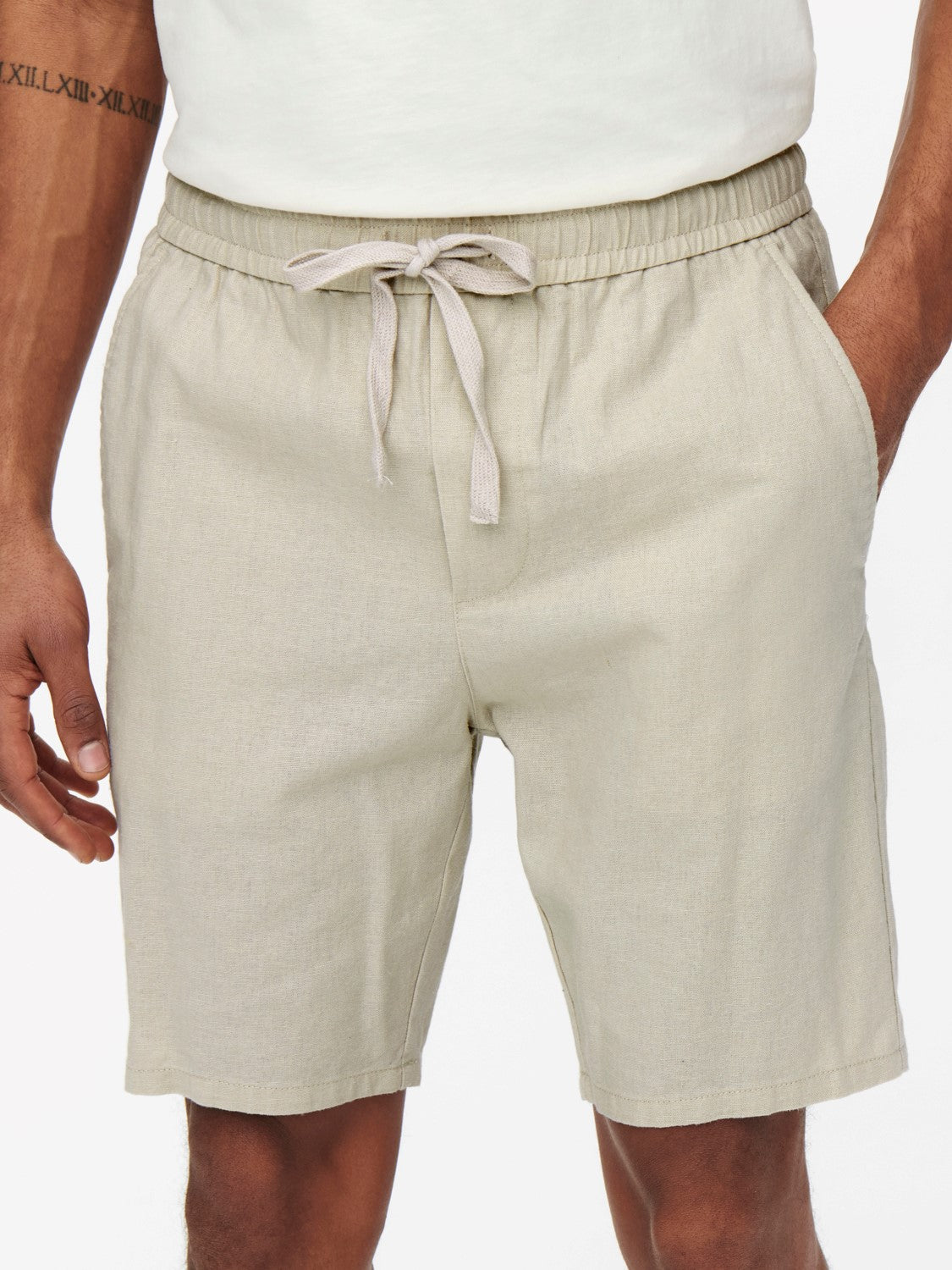 ONLY & SONS PANTALONCINI IN LINO COTONE - Silver Lining