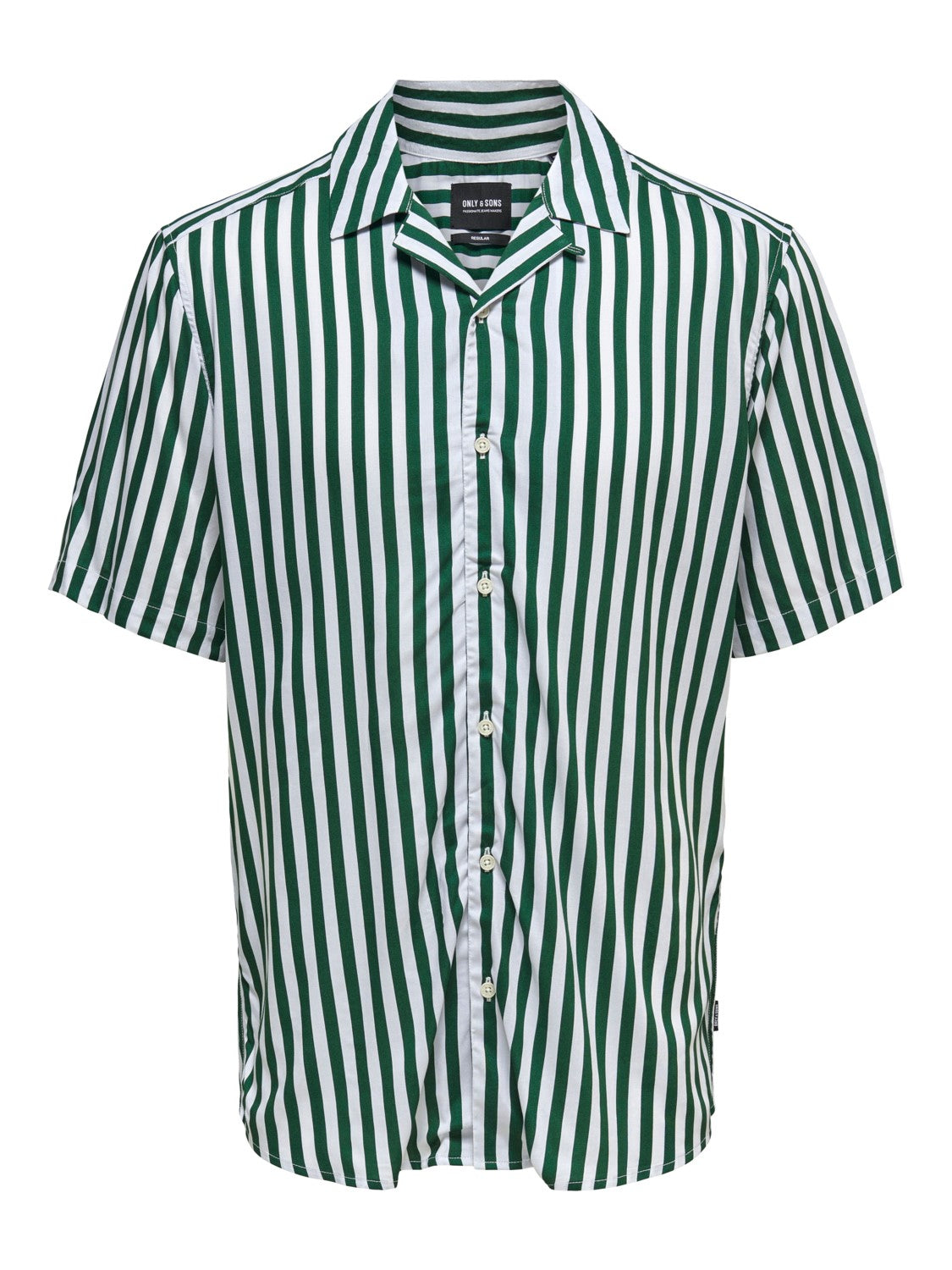 CAMICIA A RIGHE IN VISCOSA A MANICHE CORTE - Verde