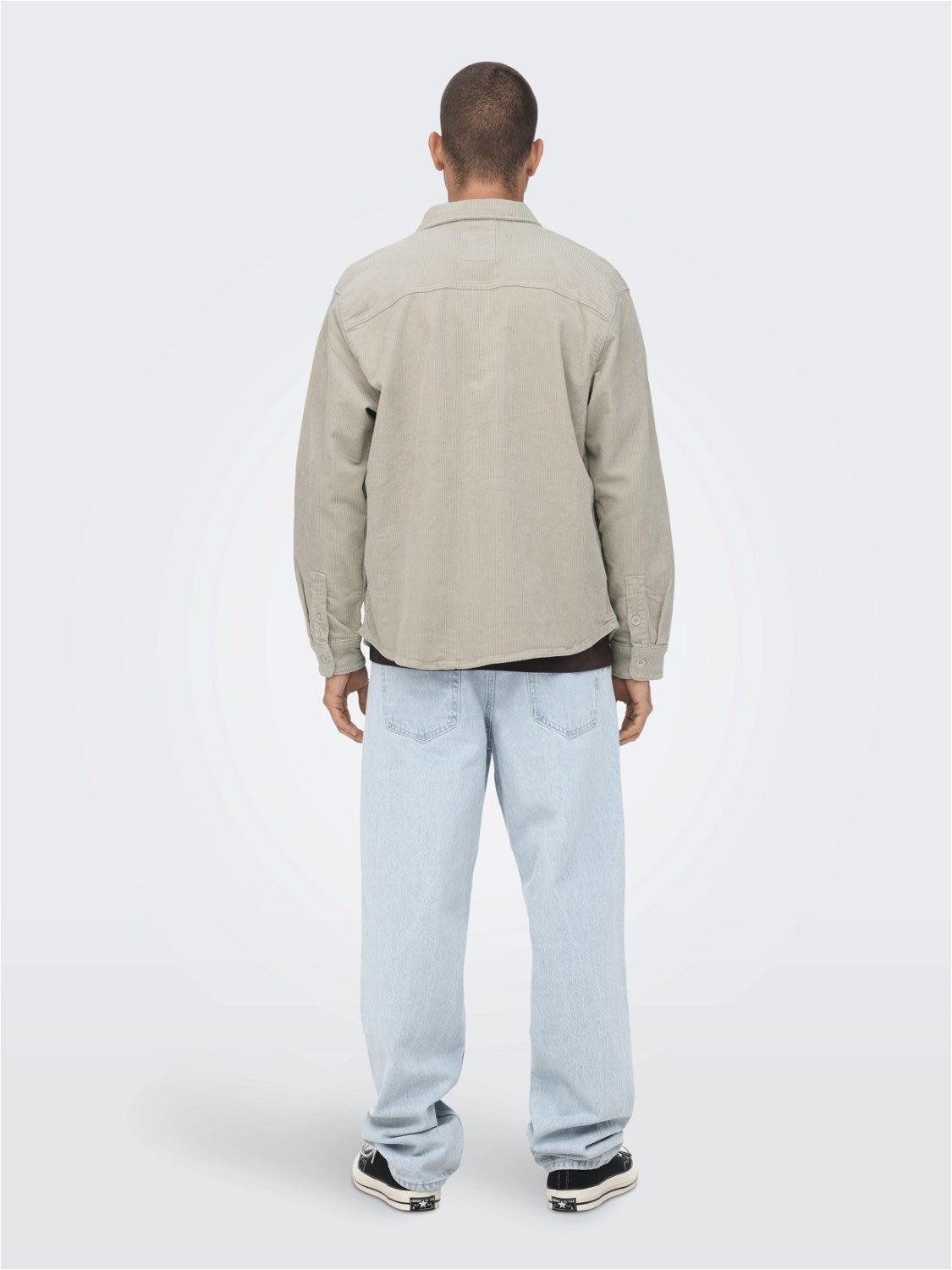 ONLY & SONS CAMICIA IN VELLUTO A COSTE - col. Gigio chiaro