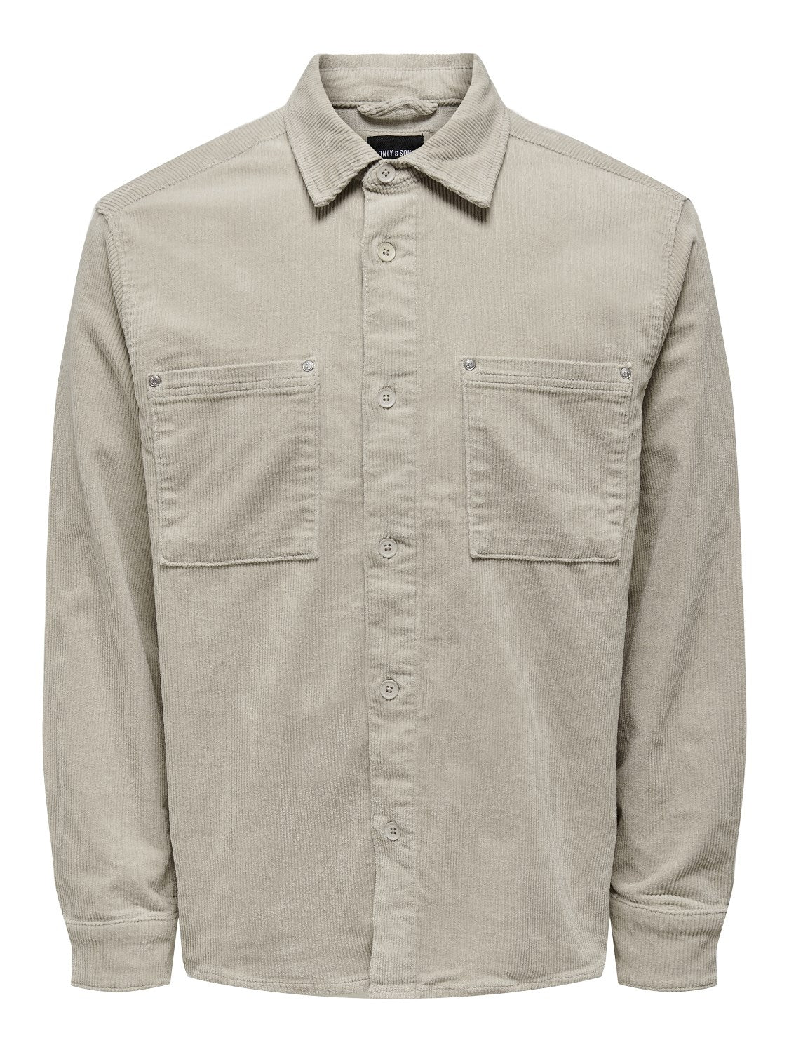 ONLY & SONS CAMICIA IN VELLUTO A COSTE - col. Gigio chiaro