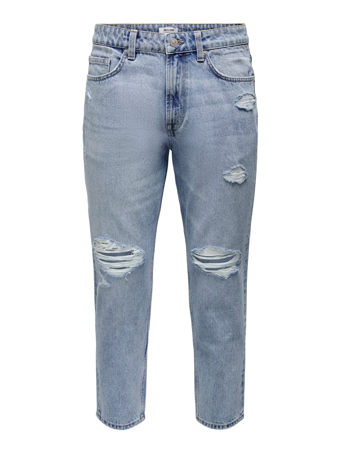CROPPED BLUE LIGHT JEANS CON STRAPPI