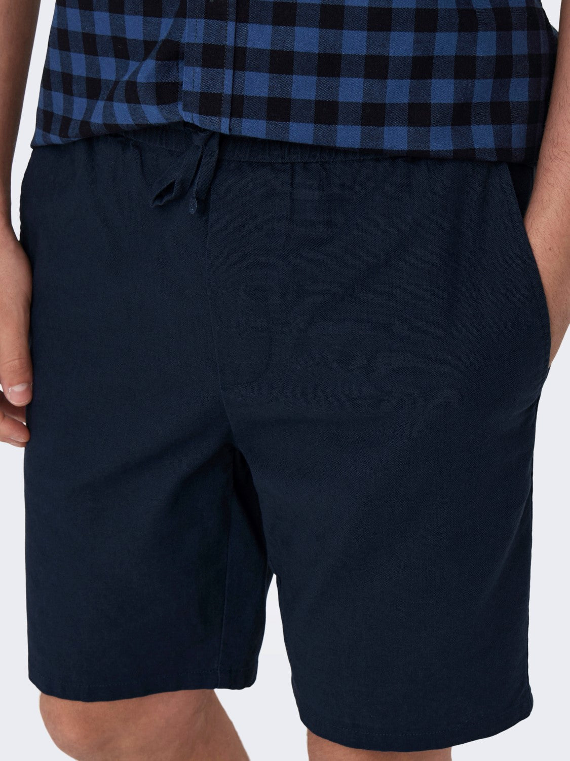 ONLY & SONS PANTALONCINI IN LINO COTONE - Dark Navy