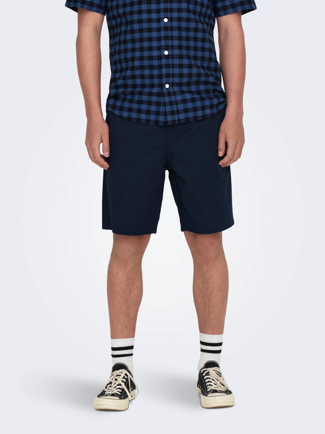 ONLY & SONS PANTALONCINI IN LINO COTONE - Dark Navy