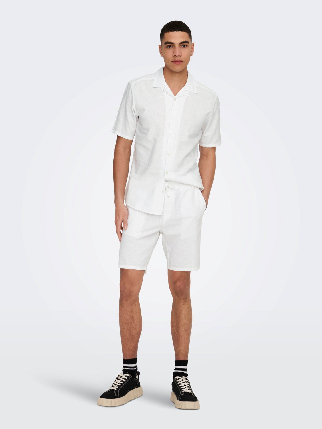 ONLY & SONS PANTALONCINI IN LINO COTONE - White