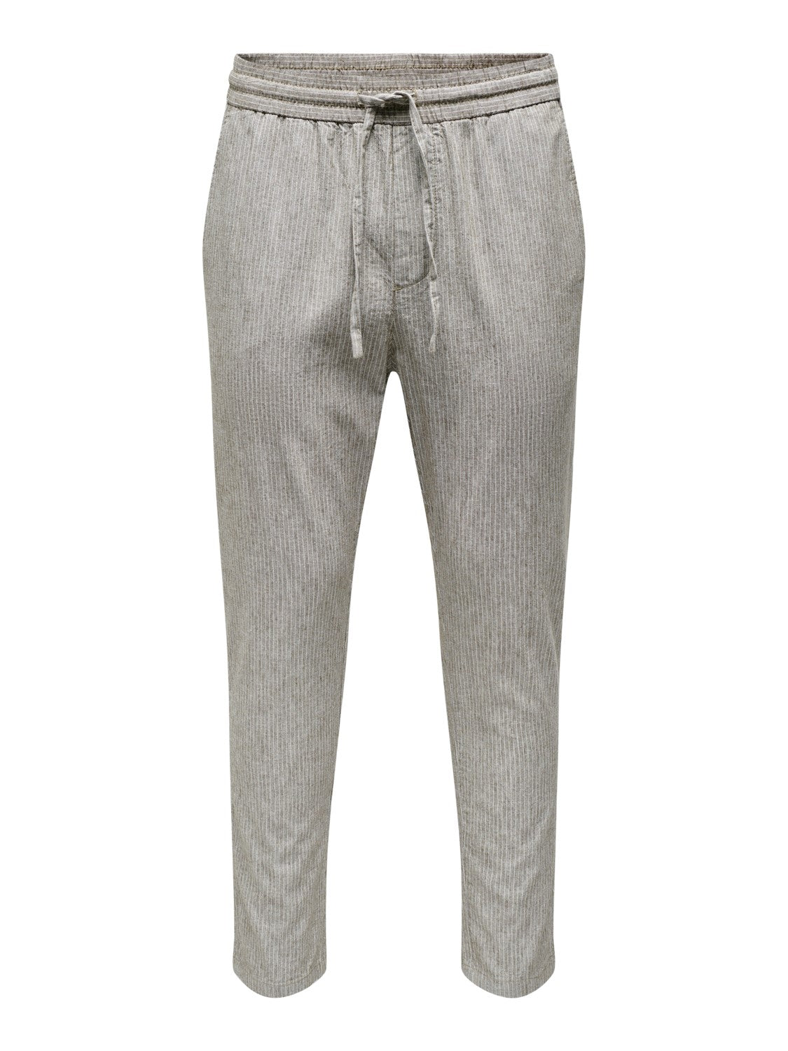 ONLY & SONS PANTALONE RIGATO IN LINO COTONE - Teak