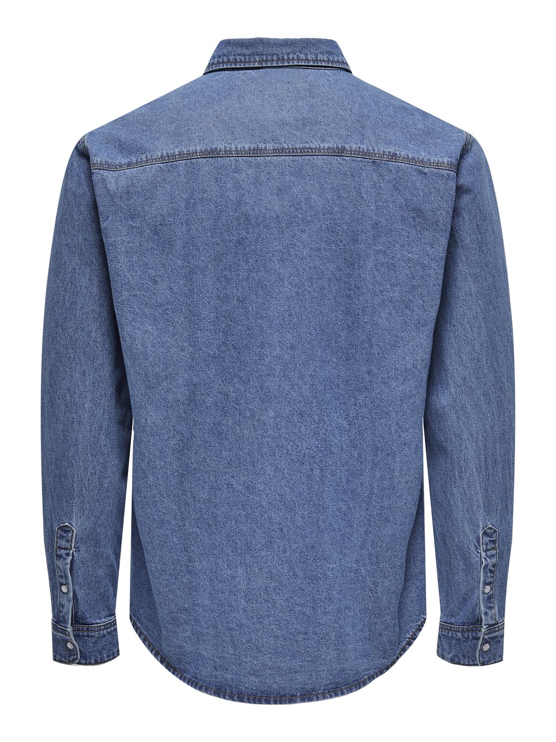 ONLY & SONS CAMICIA DENIM IN JEANS - Col. Blue Denim