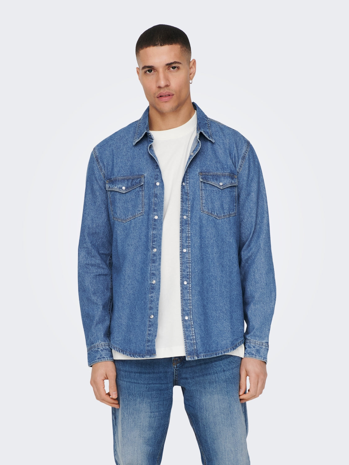 ONLY & SONS CAMICIA DENIM IN JEANS - Col. Blue Denim
