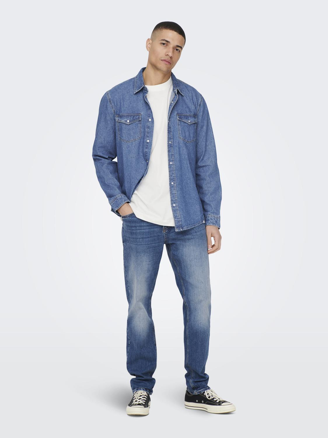ONLY & SONS CAMICIA DENIM IN JEANS - Col. Blue Denim