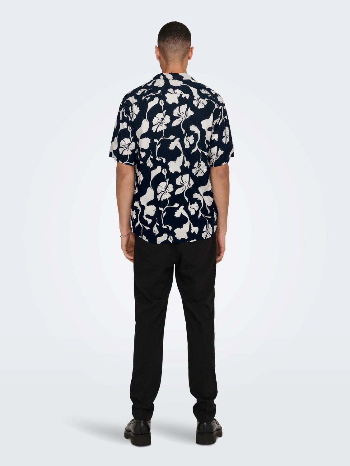 CAMICIA FLOREALE MANICHE CORTE - Dark Navy