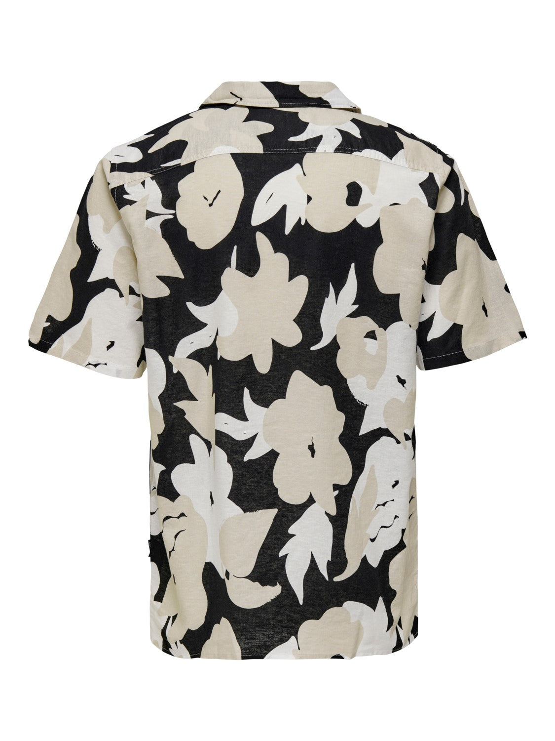 CAMICIA FLOREALE MISTO LINO - Black