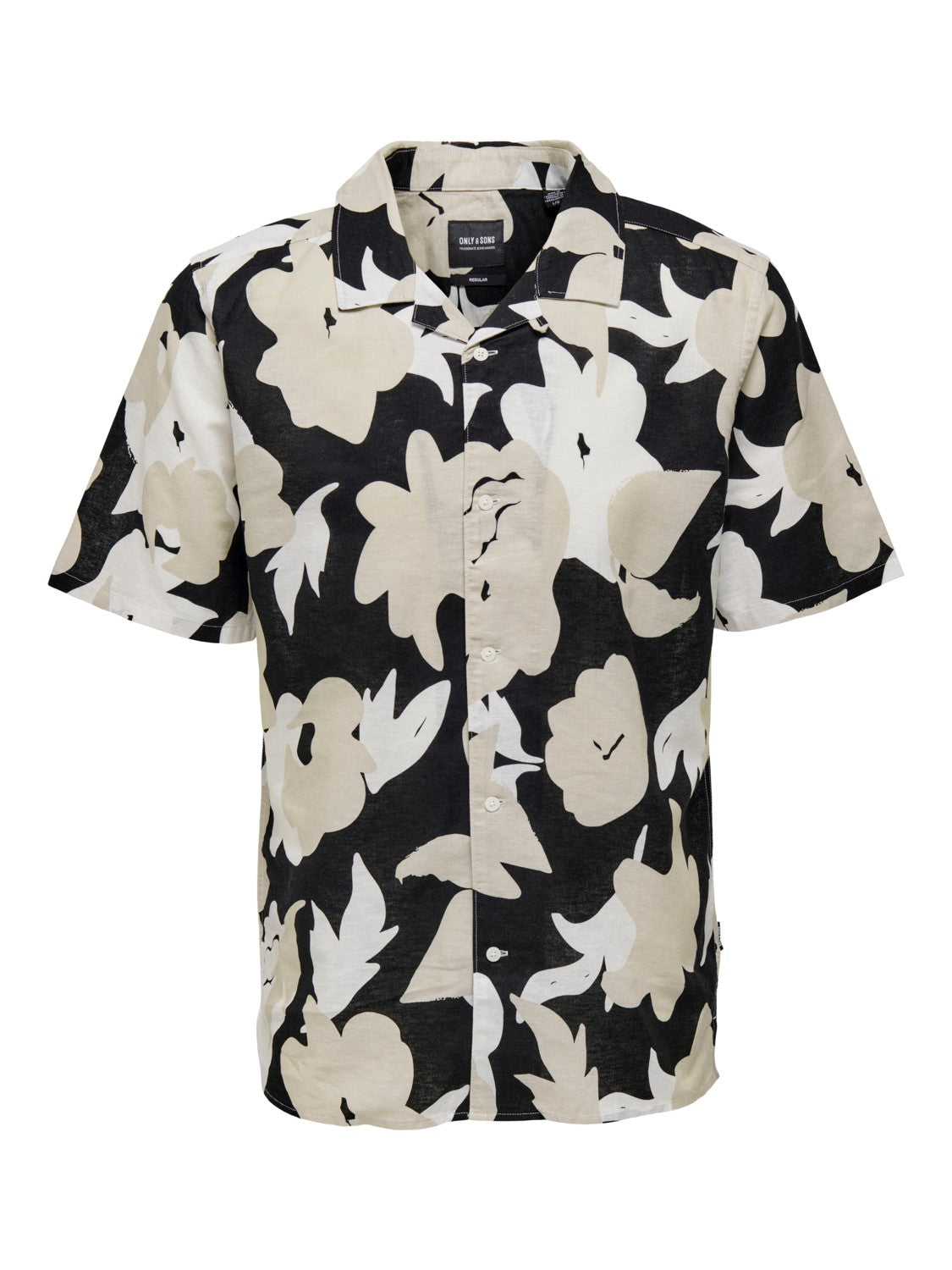 CAMICIA FLOREALE MISTO LINO - Black