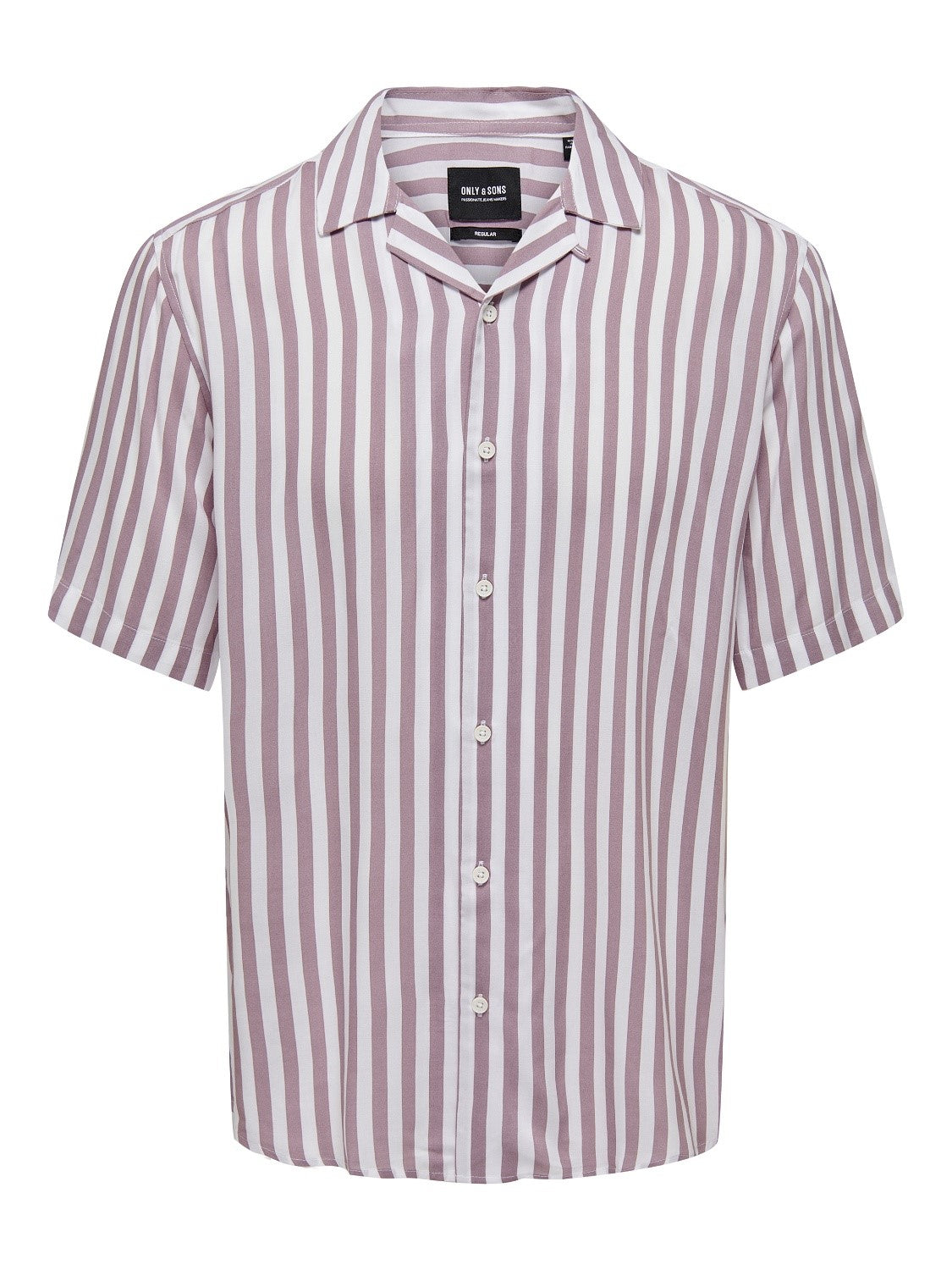 CAMICIA A RIGHE IN VISCOSA A MANICHE CORTE - Burlwood
