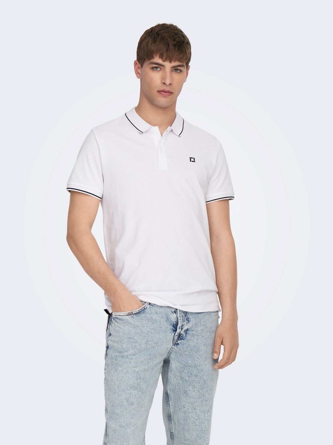 POLO SLIM "ONLY & SONS" IN COTONE - Bianco