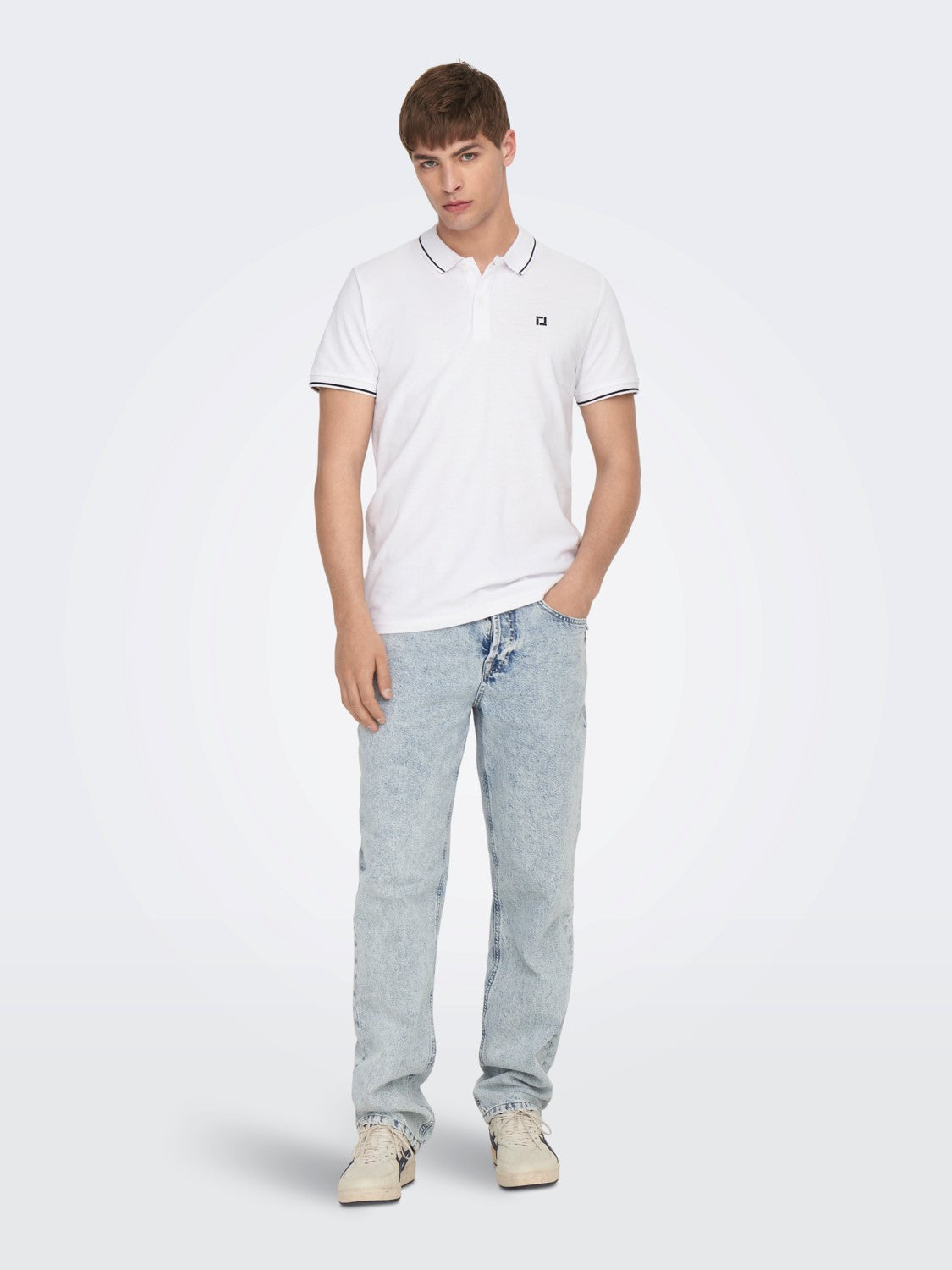POLO SLIM "ONLY & SONS" IN COTONE - Bianco