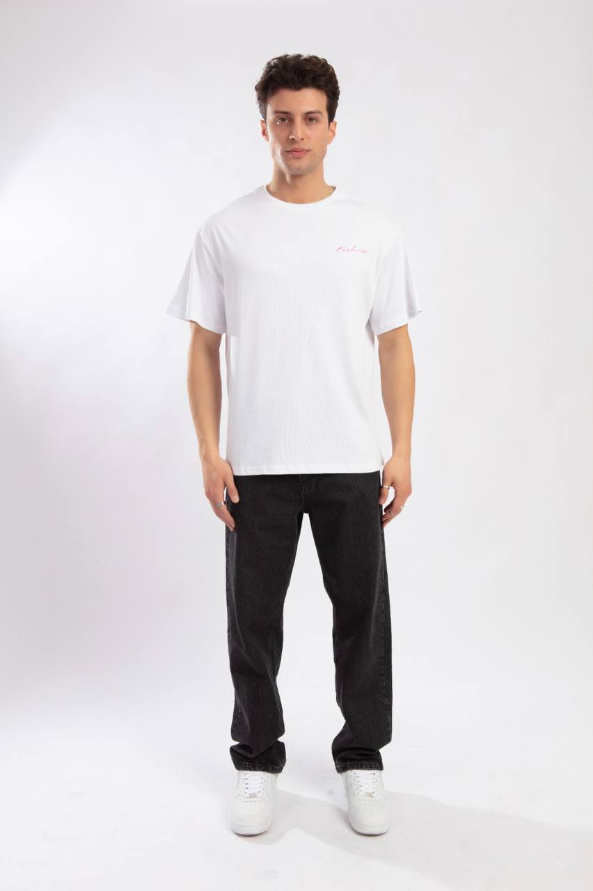 T-SHIRT "FEELINGS" CON STAMPA FRONTE/RETRO - Col. bianco