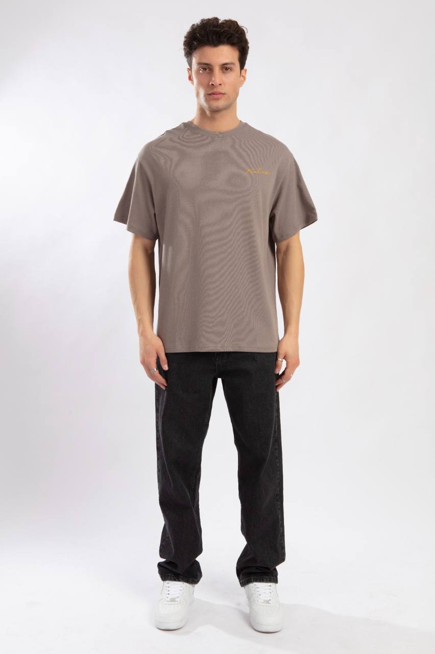 T-SHIRT "FEELINGS" CON STAMPA FRONTE/RETRO - Col. Beige scuro