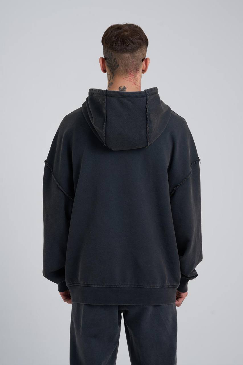 FELPA CON CAPPUCCIO "BARCODE" - Col. Nero