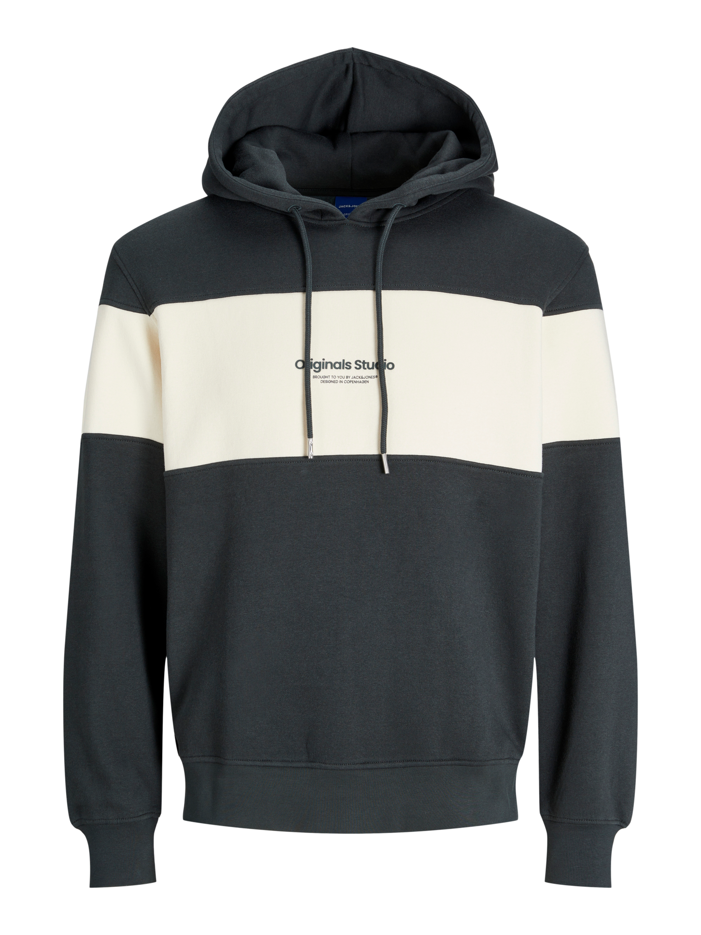 JACK & JONES FELPA CON CAPPUCCIO "ORIGINALS STUDIO" - Col. verde/beige