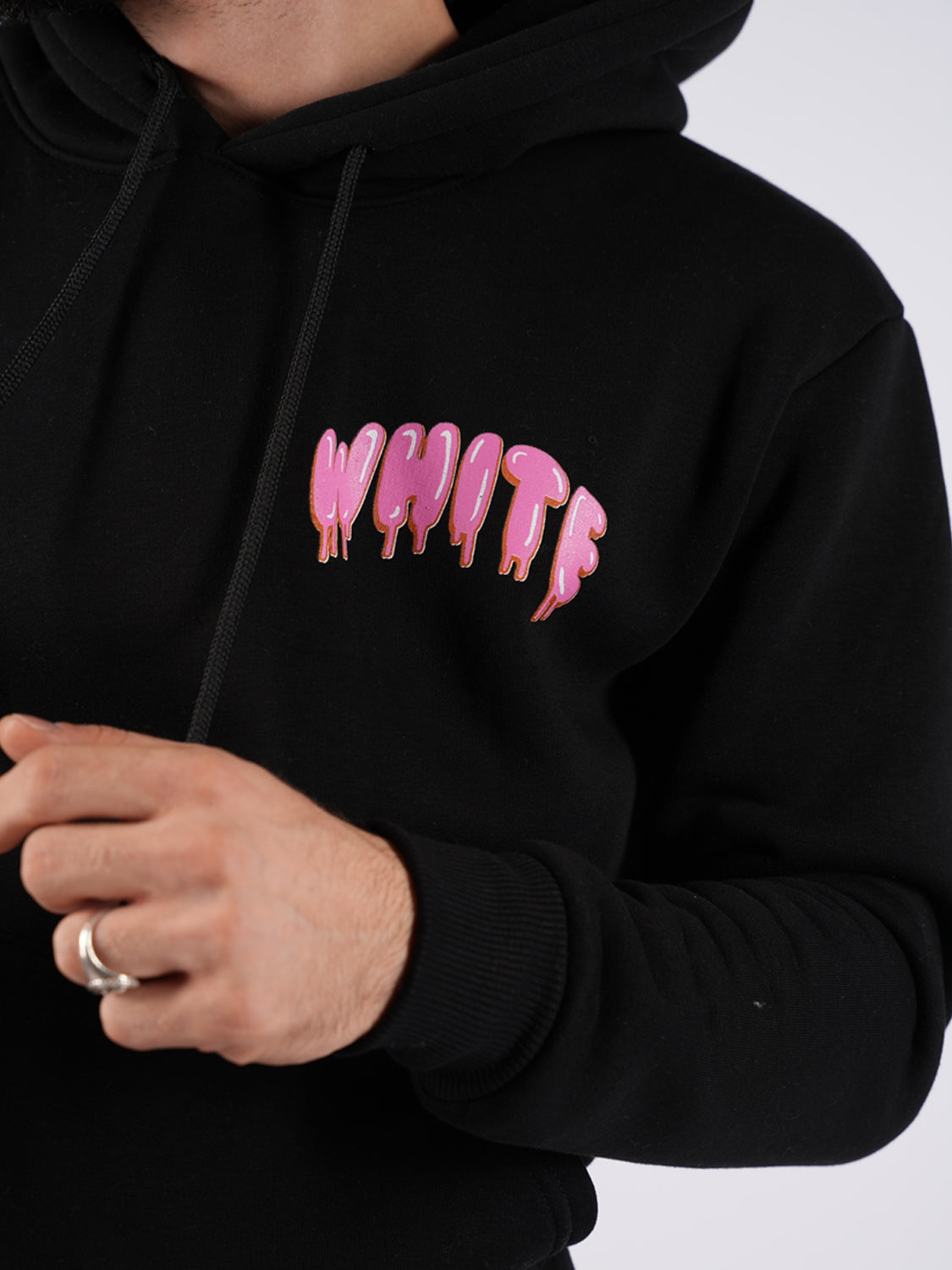 FELPA CON CAPPUCCIO "WHITE" - Col. Nero