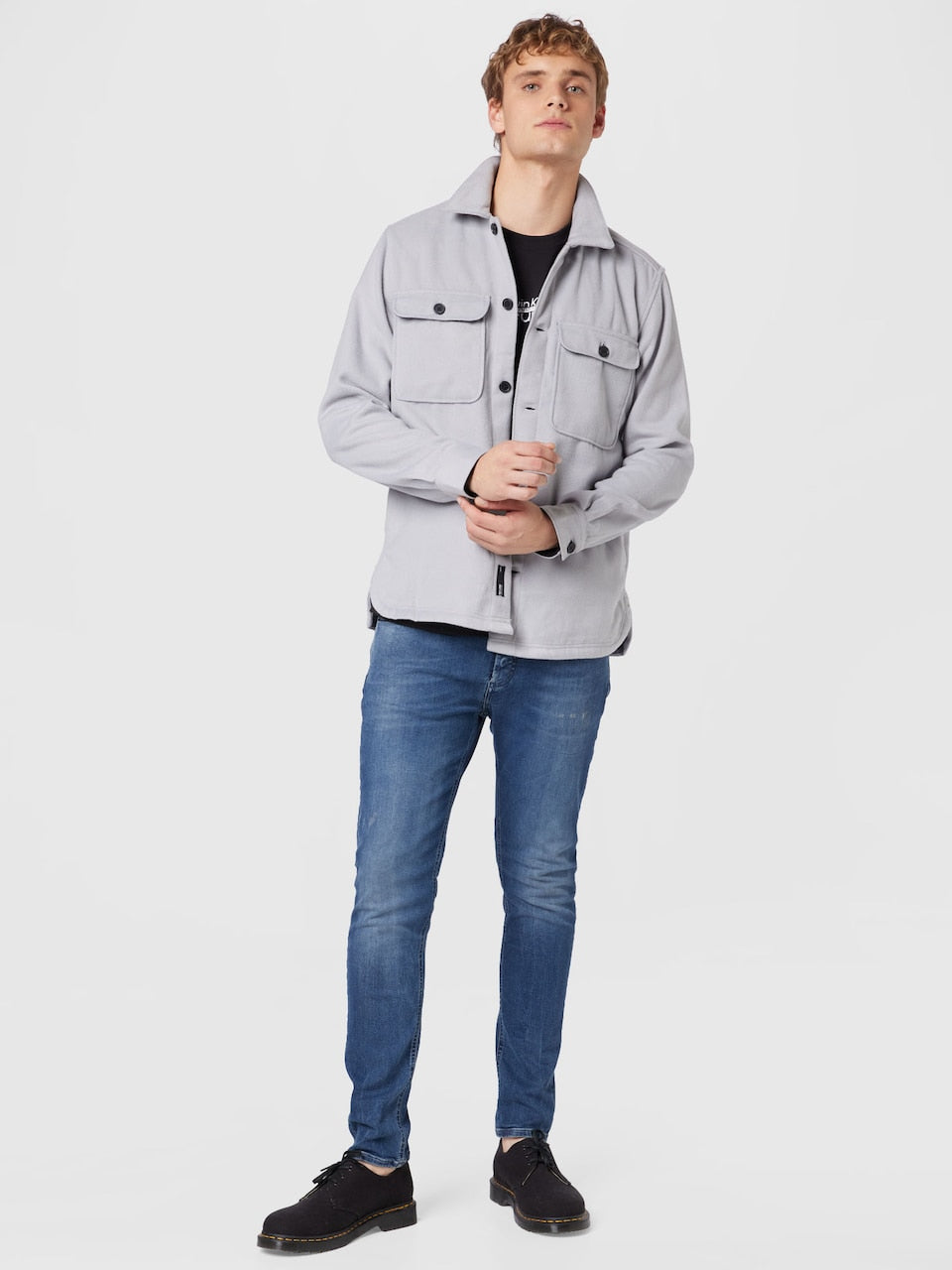 ONLY & SONS CAMICIA GREY CON TASCHE