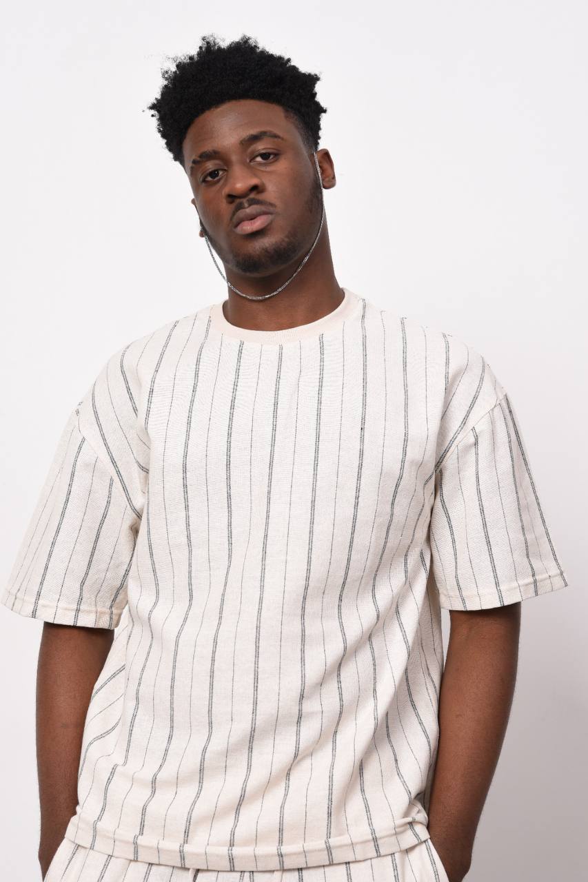 T-SHIRT A RIGHE COL. NERO