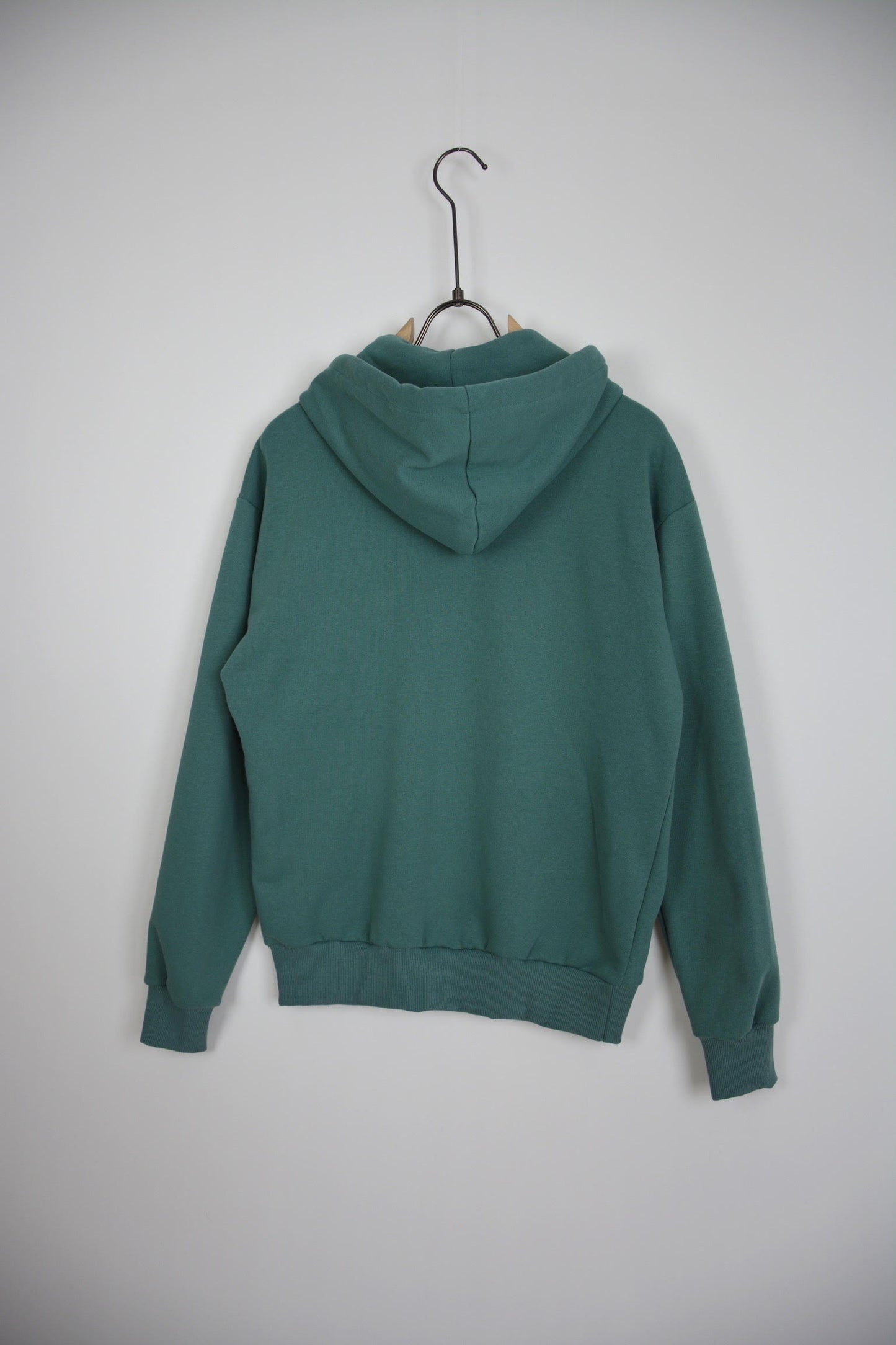 FELPA CON CAPPUCCIO GARZATA - VERDE ACQUA