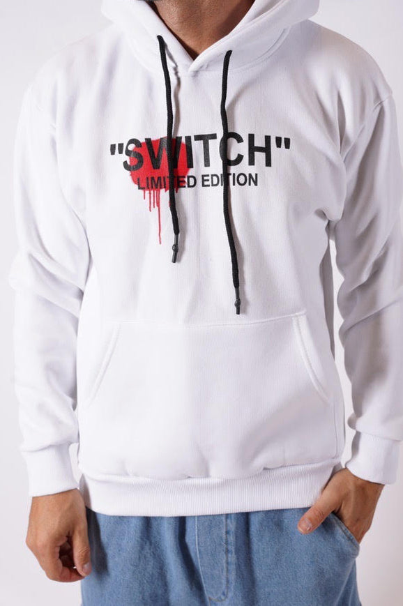 FELPA CON CAPPUCCIO "SWITCH" - WHITE