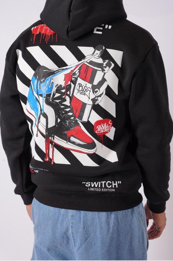 FELPA CON CAPPUCCIO "SWITCH" - Col. nero