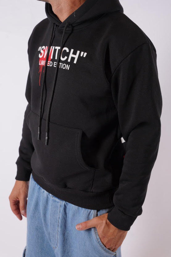 FELPA CON CAPPUCCIO "SWITCH" - Col. nero