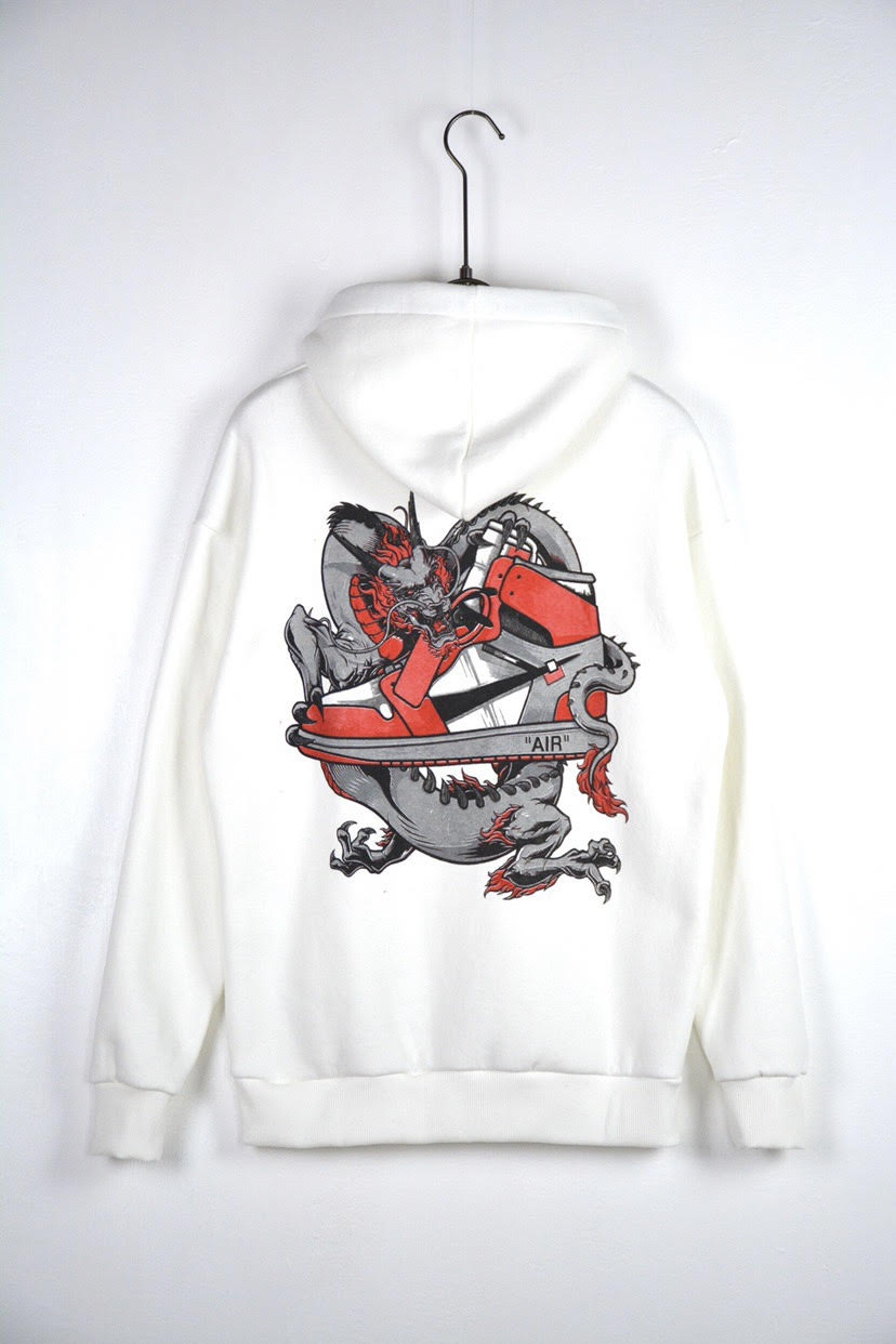 FELPA CON CAPPUCCIO "AIR DRAGON" - WHITE