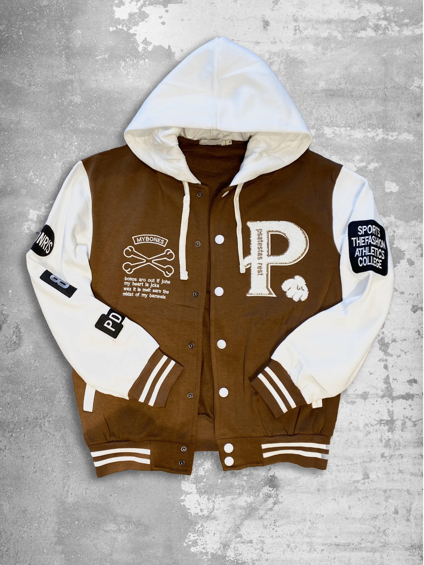 GIUBBOTTO FELPATO BOMBER CON CAPPUCCIO - col. Cammello