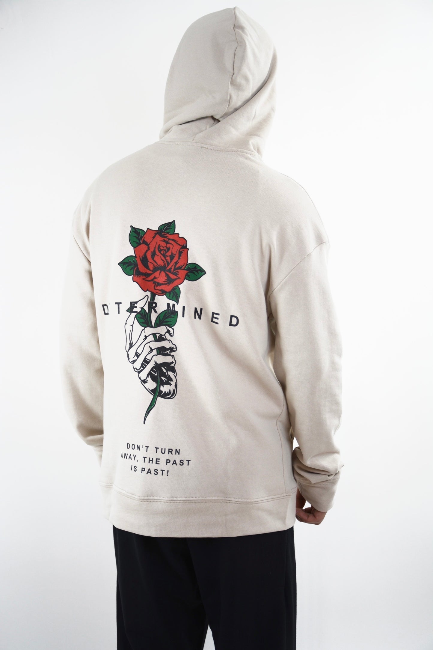 FELPA CON CAPUCCIO "DETERMINED" - Col- white