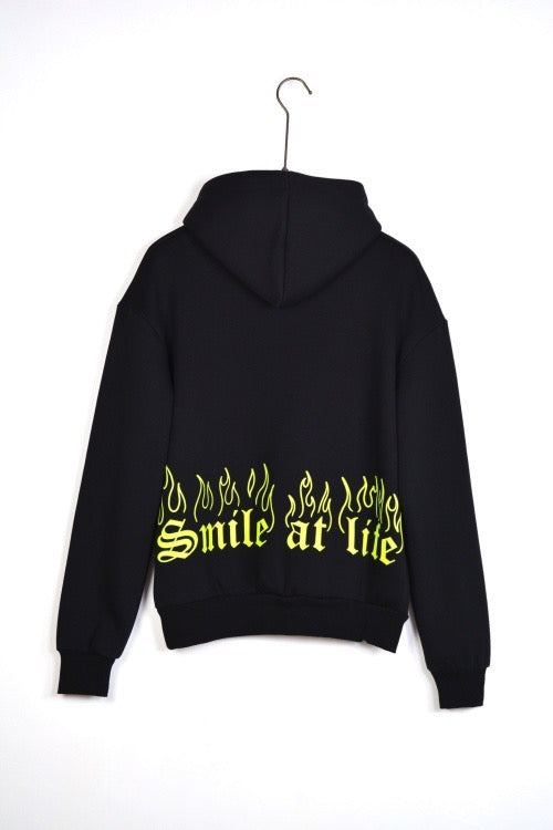 FELPA CON CAPPUCCIO "SMILE AT LIFE " - Col. Nero