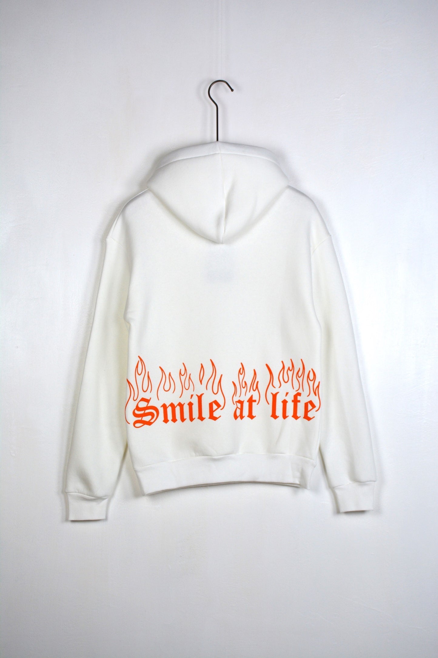 FELPA CON CAPPUCCIO "SMILE AT LIFE " - Col. Bianco