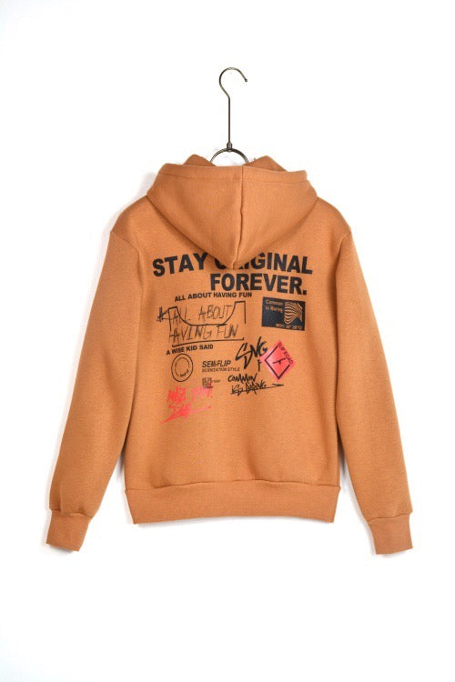 FELPA CON CAPPUCCIO "STAY ORIGINAL FOREVER" - CAMEL