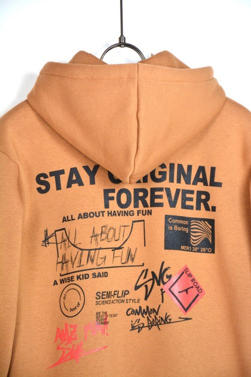 FELPA CON CAPPUCCIO "STAY ORIGINAL FOREVER" - CAMEL