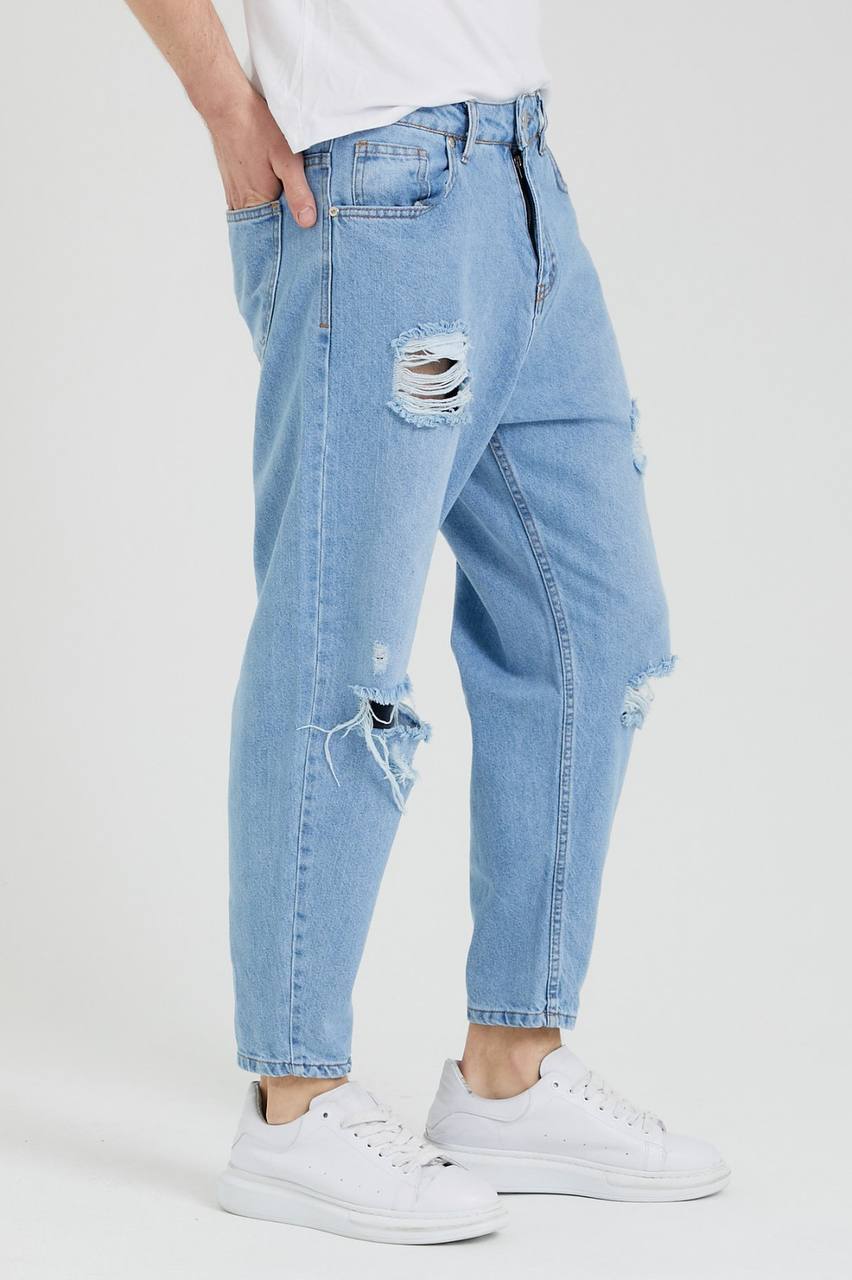 JEANS STRAPPATI COLORE BLUE GHIACCIO