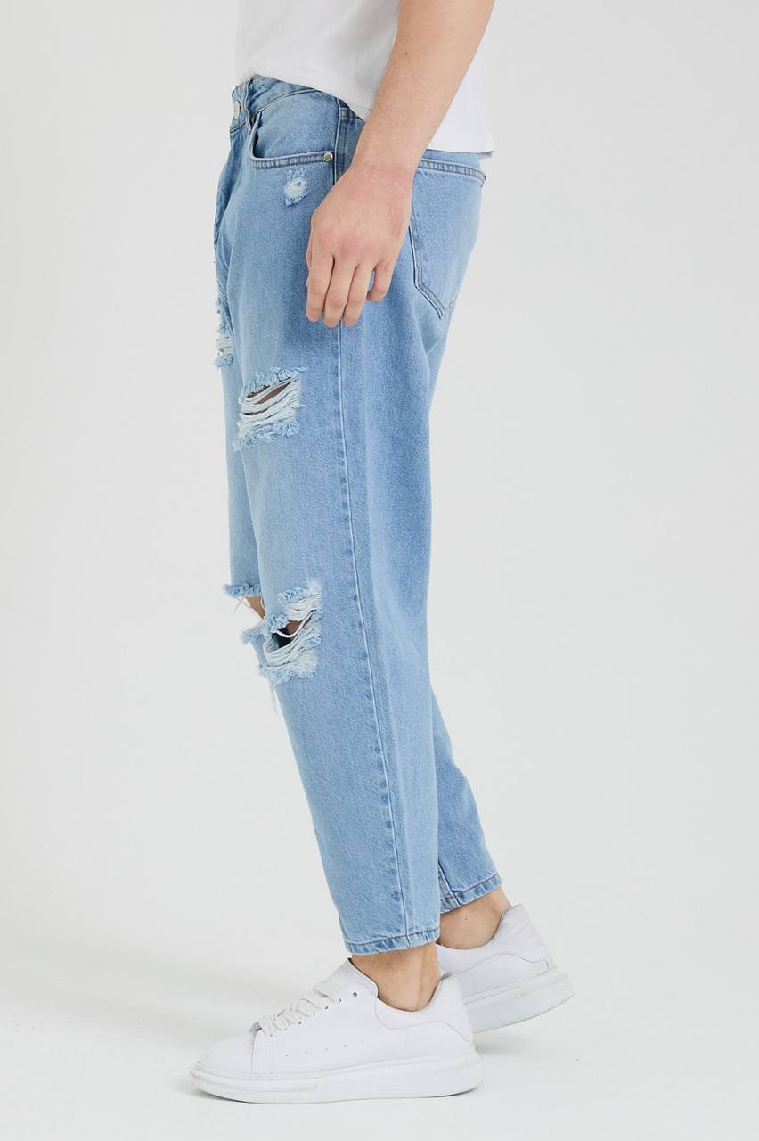JEANS STRAPPATI COLORE BLUE GHIACCIO
