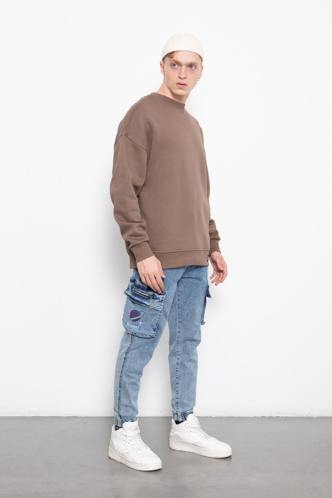 PANTALONE JEANS CARGO CON TASCHE LATERALI